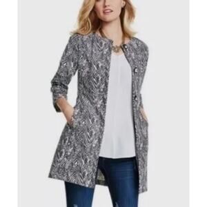 Cabi 3034 Zig zag Chevron Print Ponte Black White Long Jacket Women's XS Office